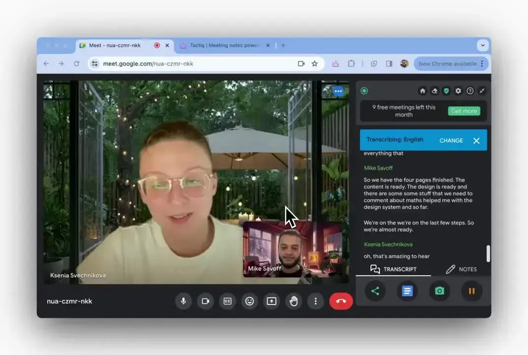 Tactiq for google meet
